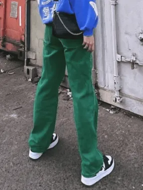 Jean boyfriend vintage délavé vert