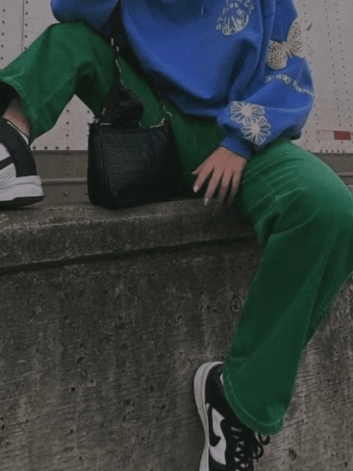 Jean boyfriend vintage délavé vert