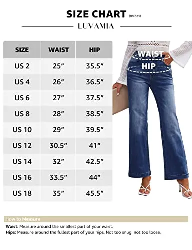 luvamia Wide Leg Jeans for Women High Waisted Baggy 90S Jeans Distressed Stretchy Denim Pants Trendy Womens High Waisted Jeans Bell Bottoms High Waisted Wide Leg Pants for Women Dark Blue Size US 16