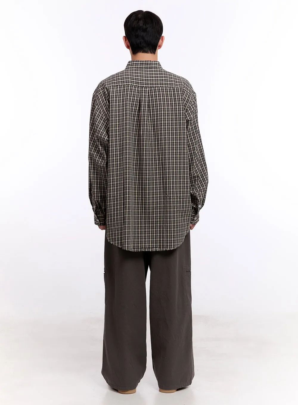 Men's Oversized Checkered Collared Shirt IM512