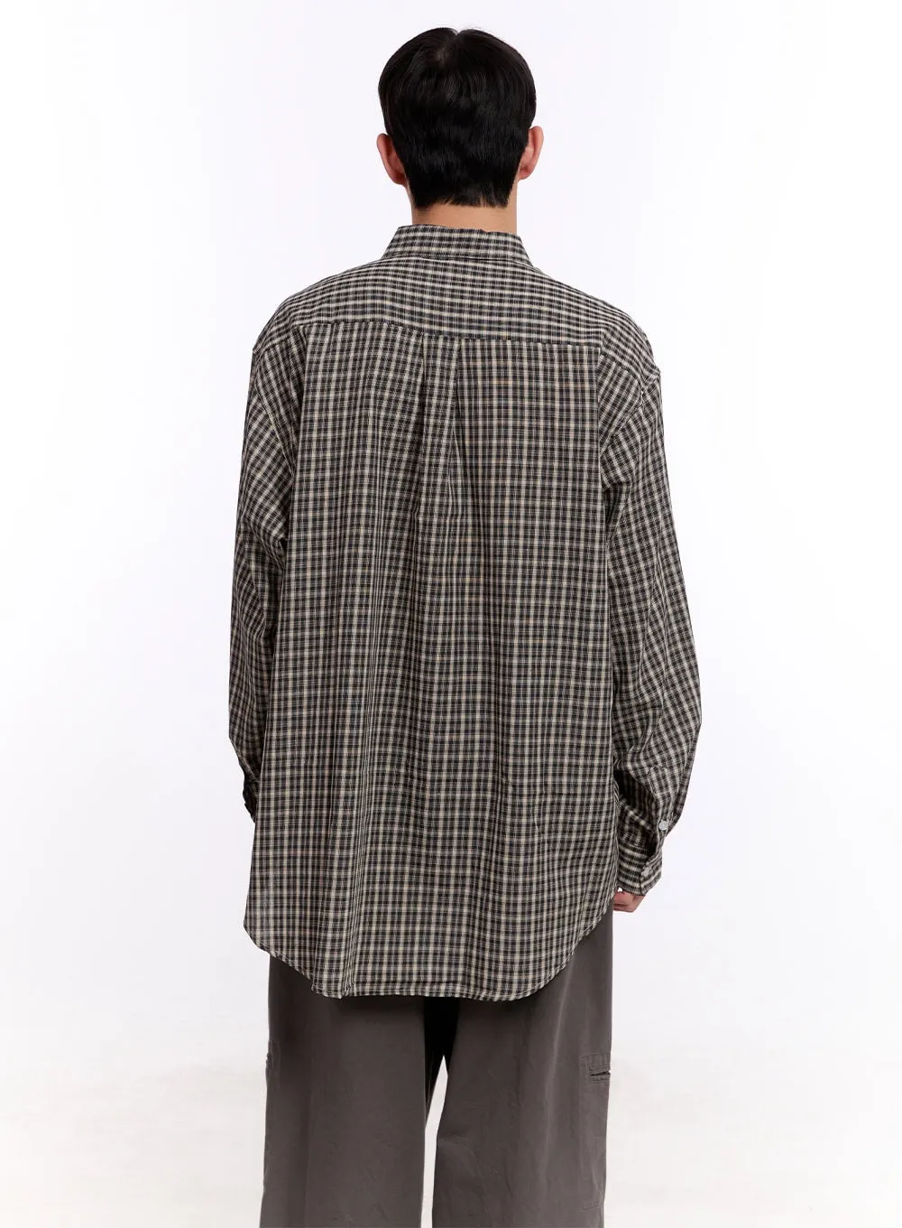 Men's Oversized Checkered Collared Shirt IM512