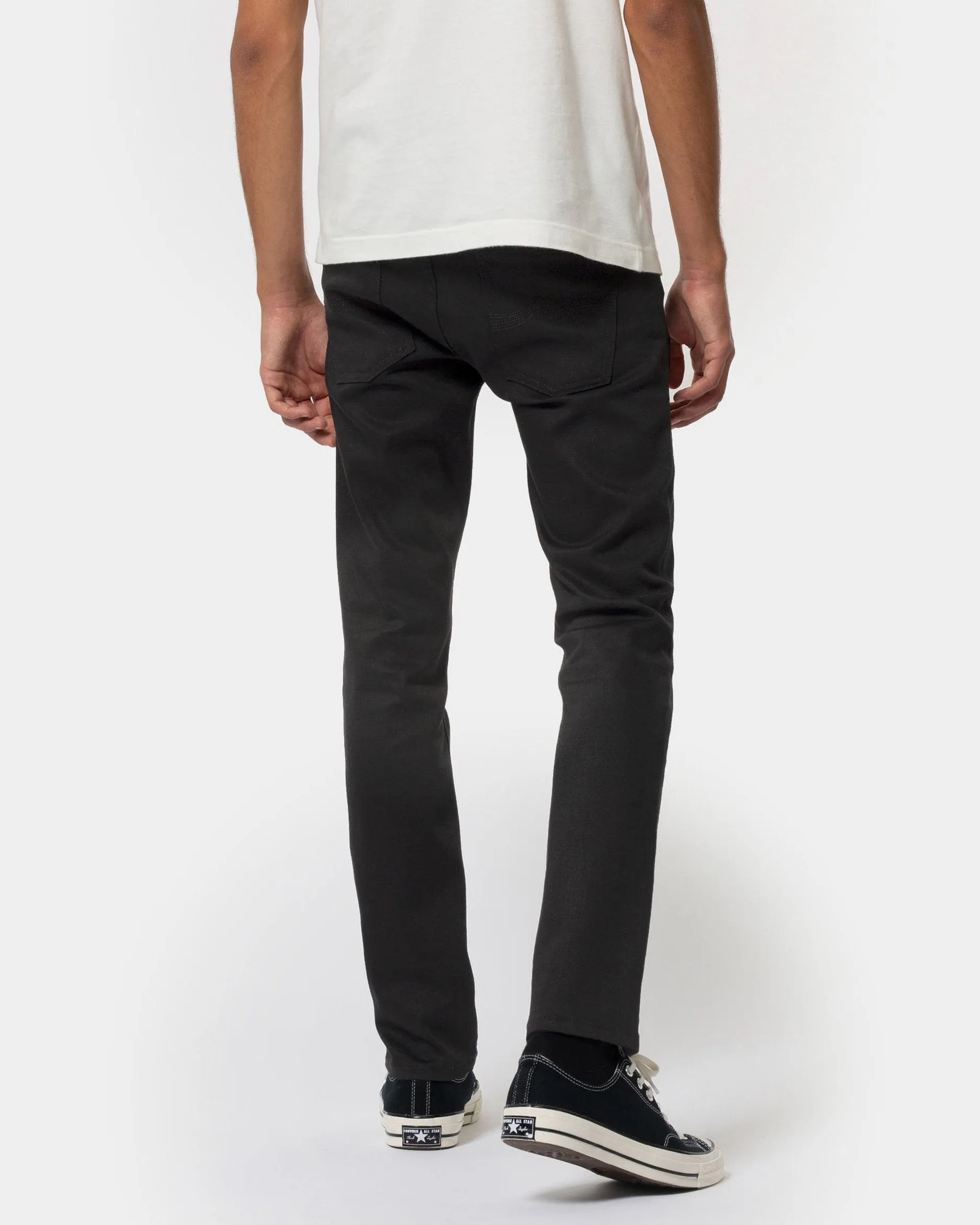 Nudie Grim Tim Slim Straight Mens Jeans - Dry Everblack