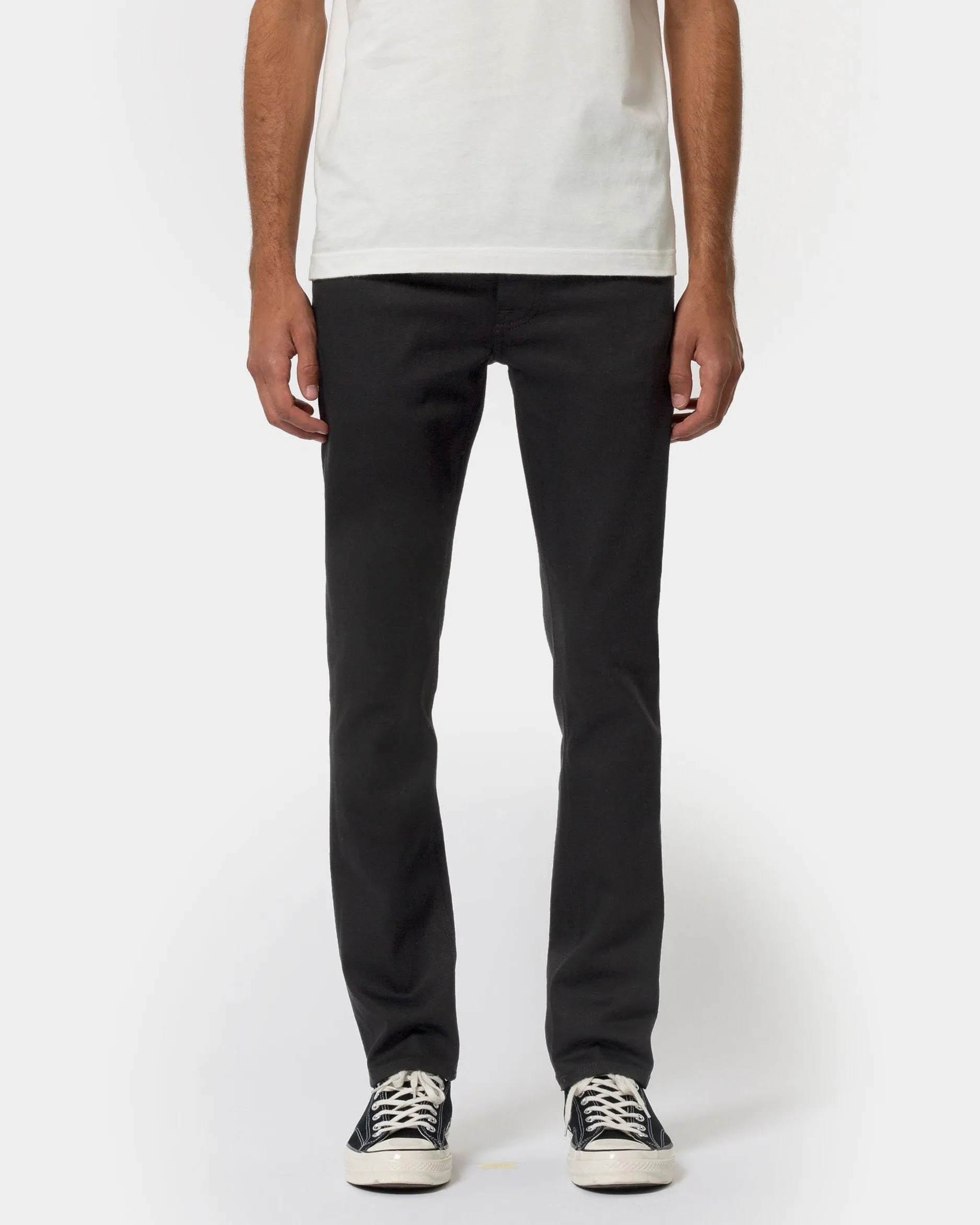 Nudie Grim Tim Slim Straight Mens Jeans - Dry Everblack