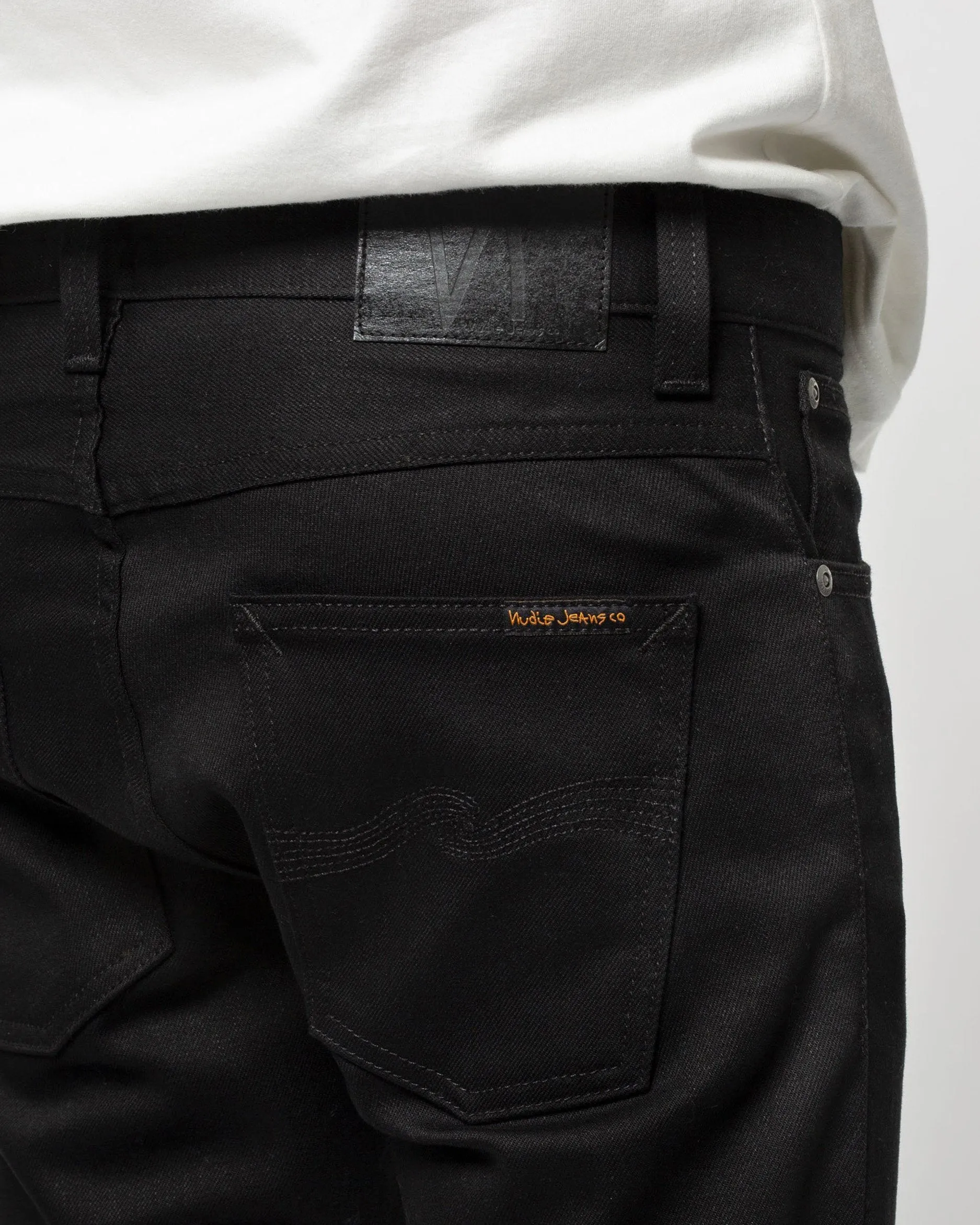Nudie Grim Tim Slim Straight Mens Jeans - Dry Everblack
