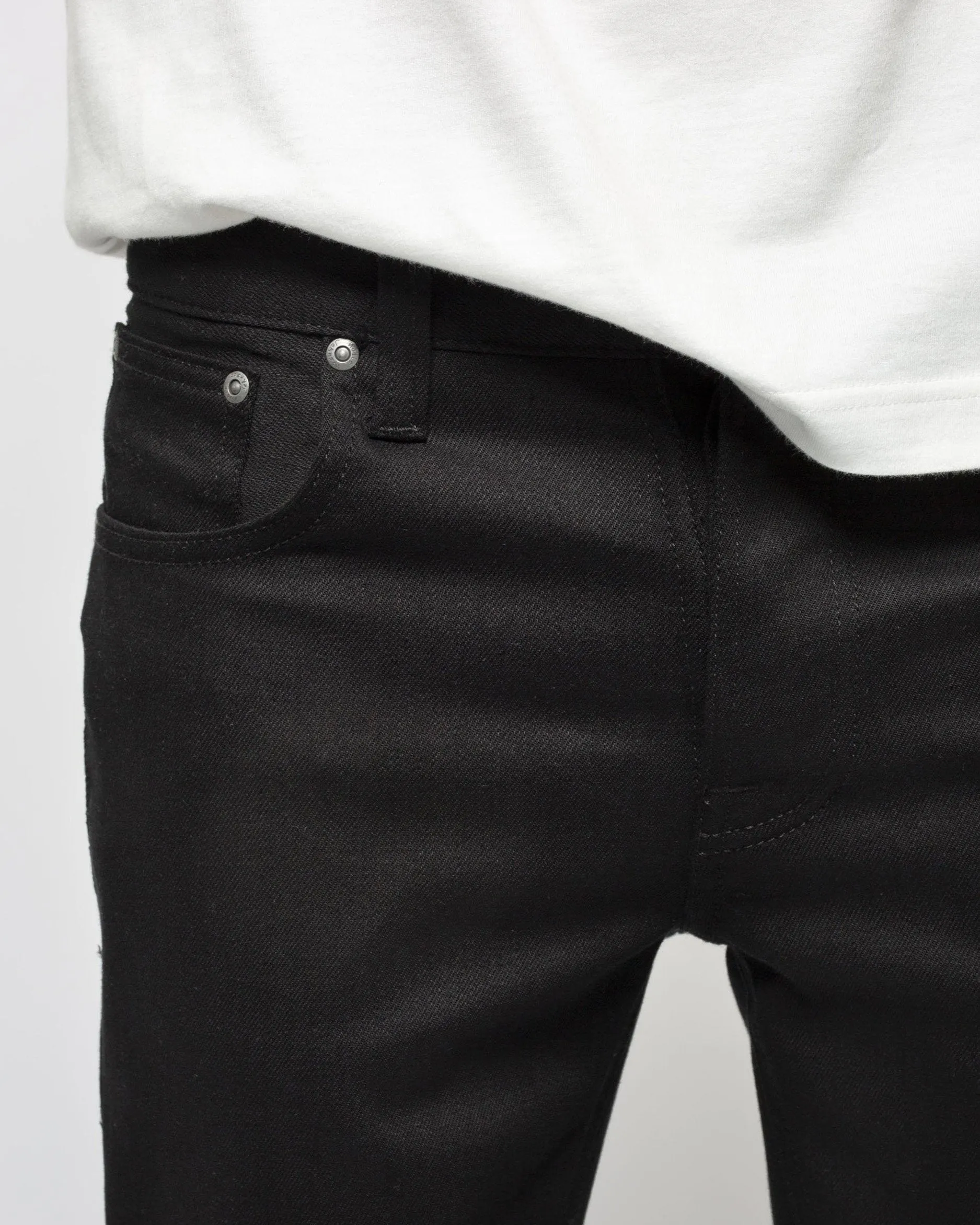Nudie Grim Tim Slim Straight Mens Jeans - Dry Everblack