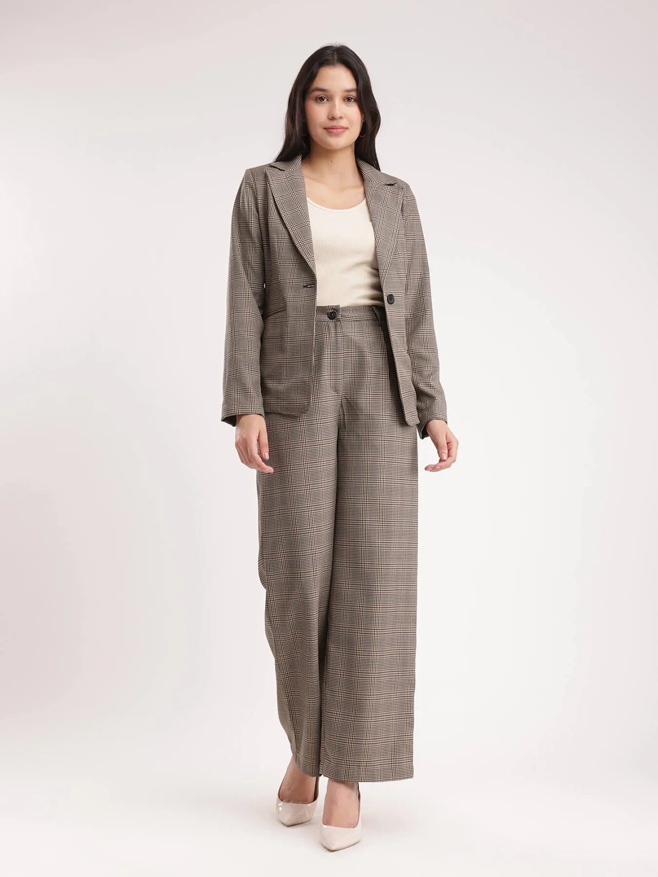 Poly Cotton Checkered Co-ord Set