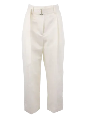 Puro Cropped Pleated Trousers With Belt