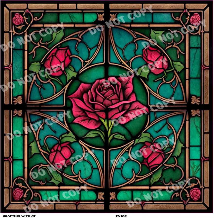 PV102 Stained Glass rose vinyl sheet