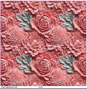 PV114 3D peonies 1 vinyl sheet