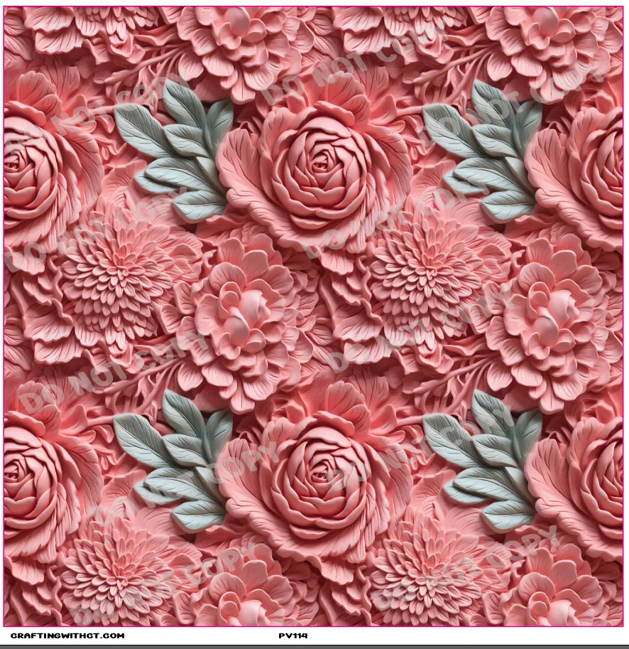 PV114 3D peonies 1 vinyl sheet