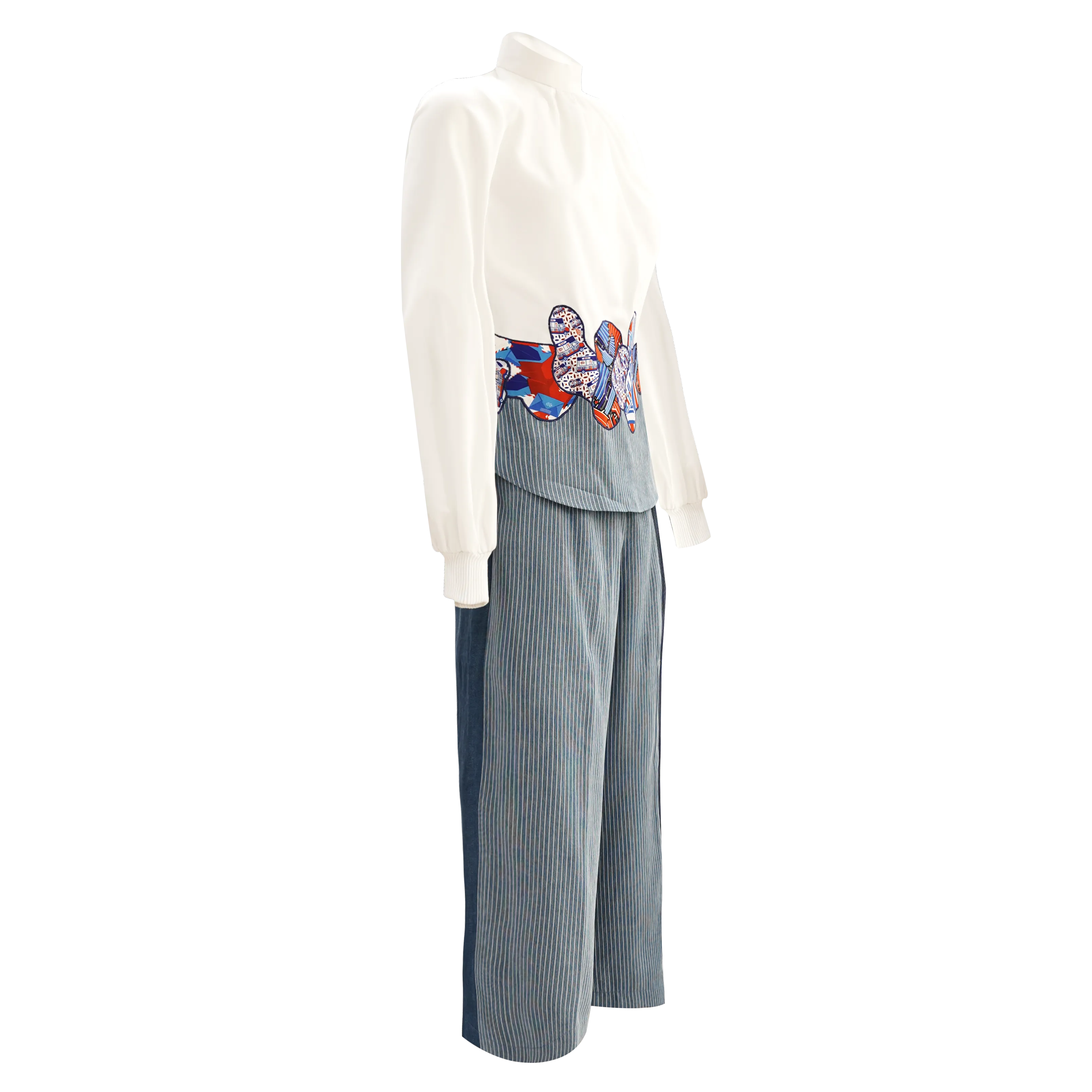 【SOFT SERVE】Patchwork Eco-Denim Culottes (香港經典) (紅白藍)