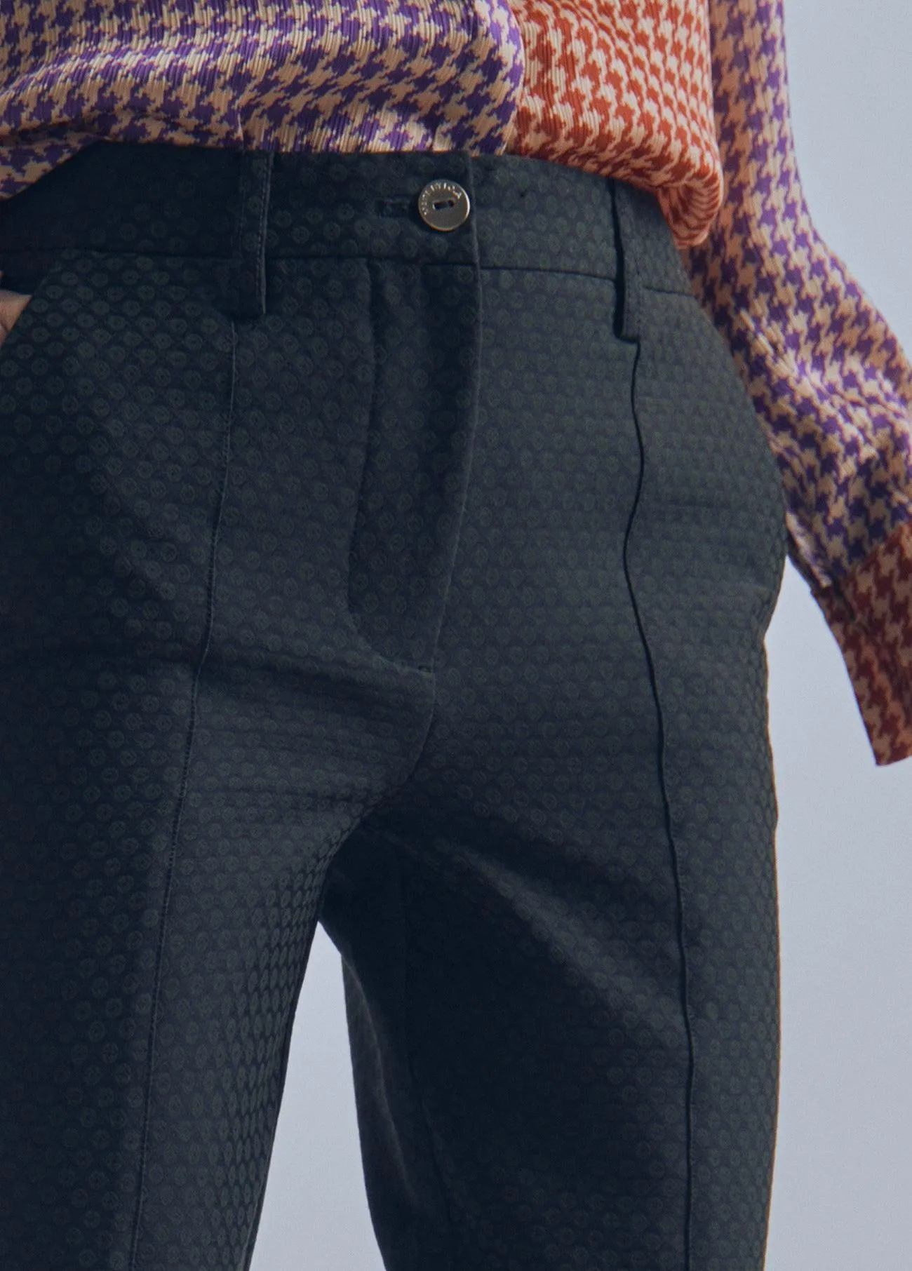 Stretch jacquard trousers