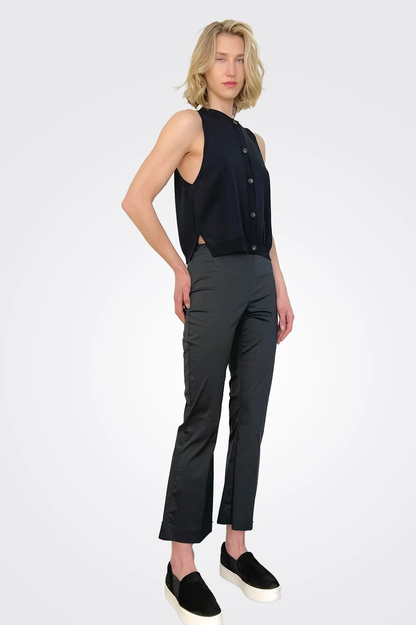 Stretch Poplin Trousers - Black