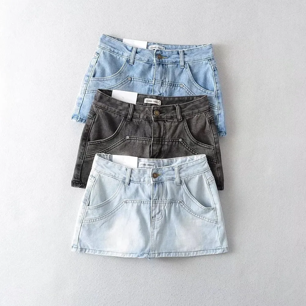 Summer Cowboy Girl Retro High Waist Slimming Hip Women's Long Culottes Denim Skirt