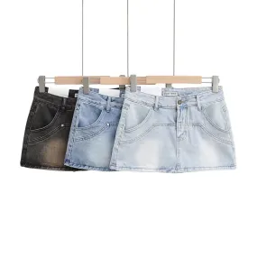 Summer Cowboy Girl Retro High Waist Slimming Hip Women's Long Culottes Denim Skirt