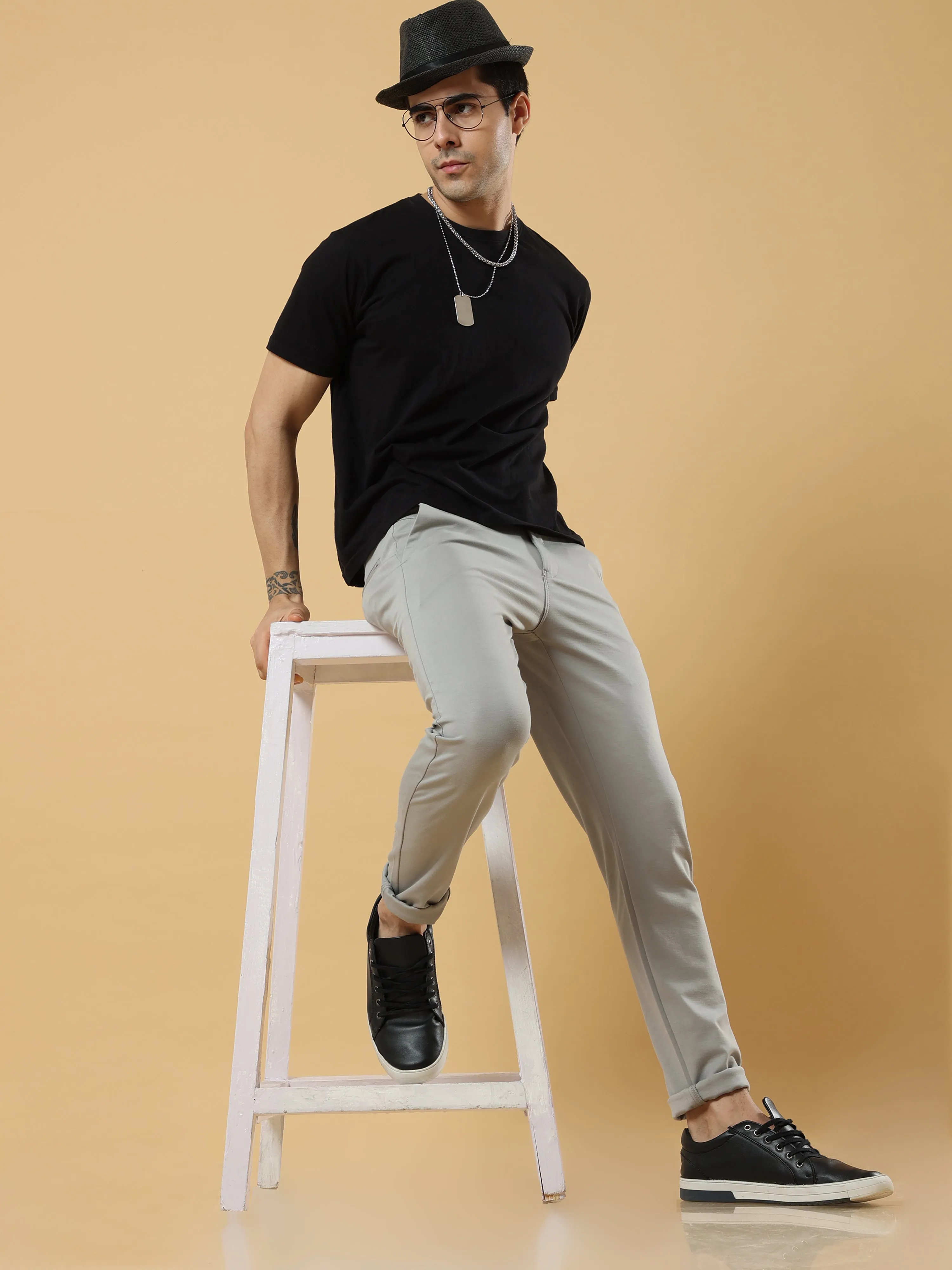 Tencel Stretchable Light Grey Trousers