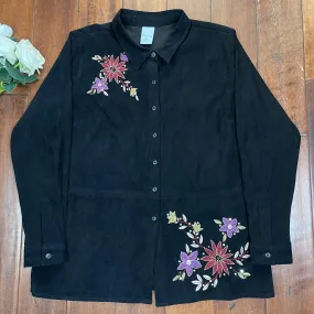 THRIFTED EMBROIDERED BUTTON-UP