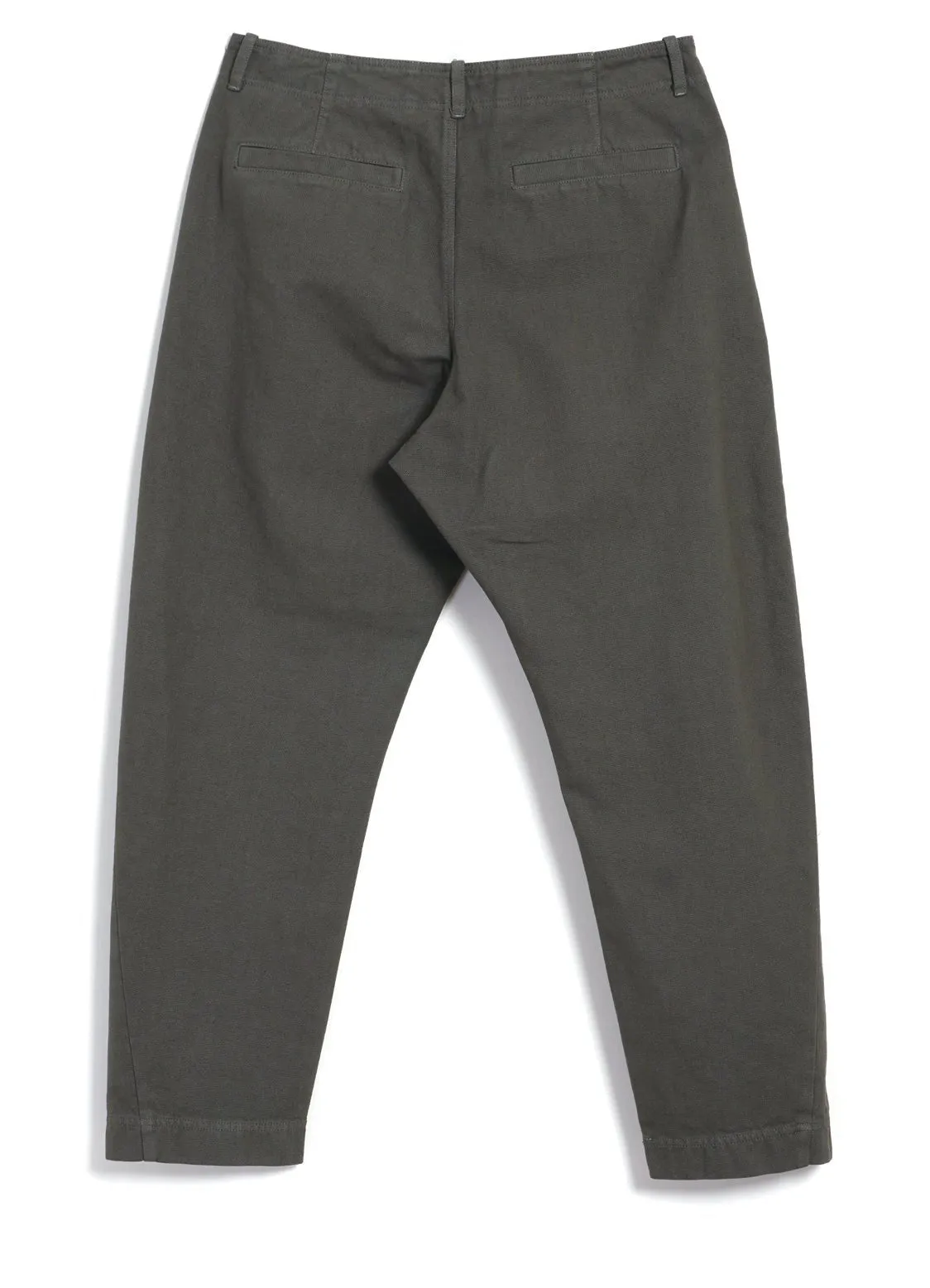 TRYGVE | Wide Cut Cropped Trousers | Green Grey