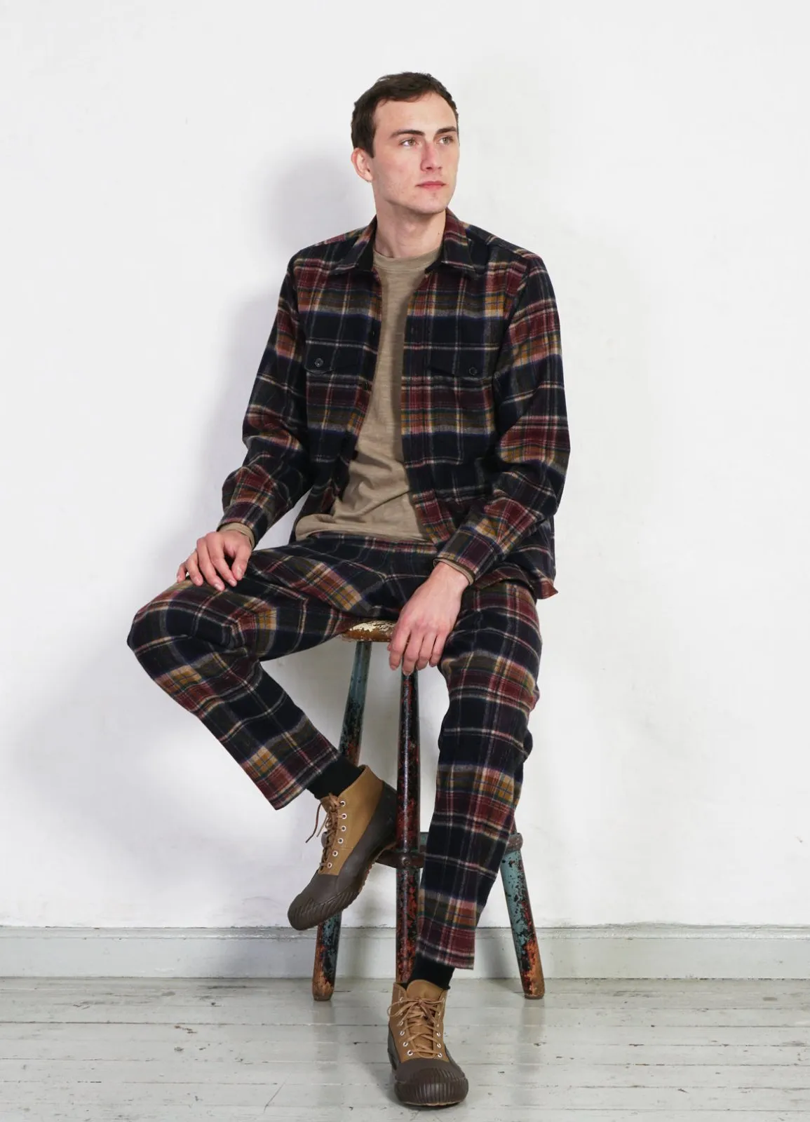 TYGE | Wide Cut Cropped Trousers | Multi Colour Check