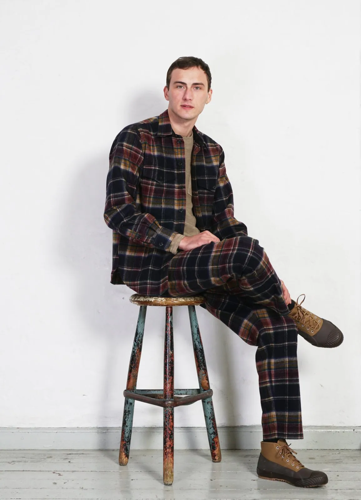 TYGE | Wide Cut Cropped Trousers | Multi Colour Check