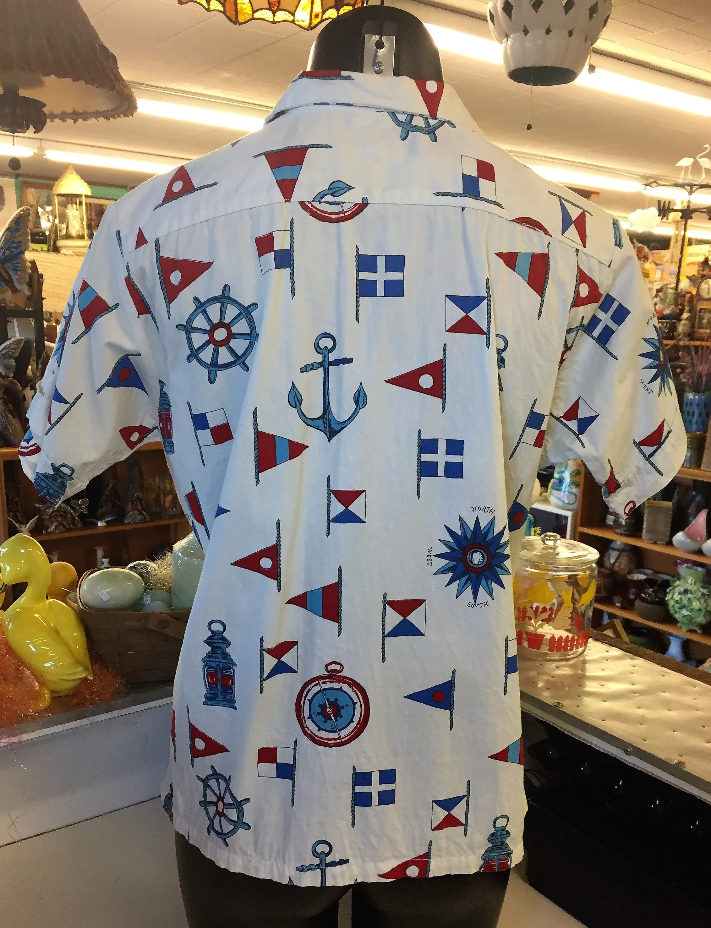 Vintage 1960's Nautical Button Up Blouse By Commodore Retro Fashion