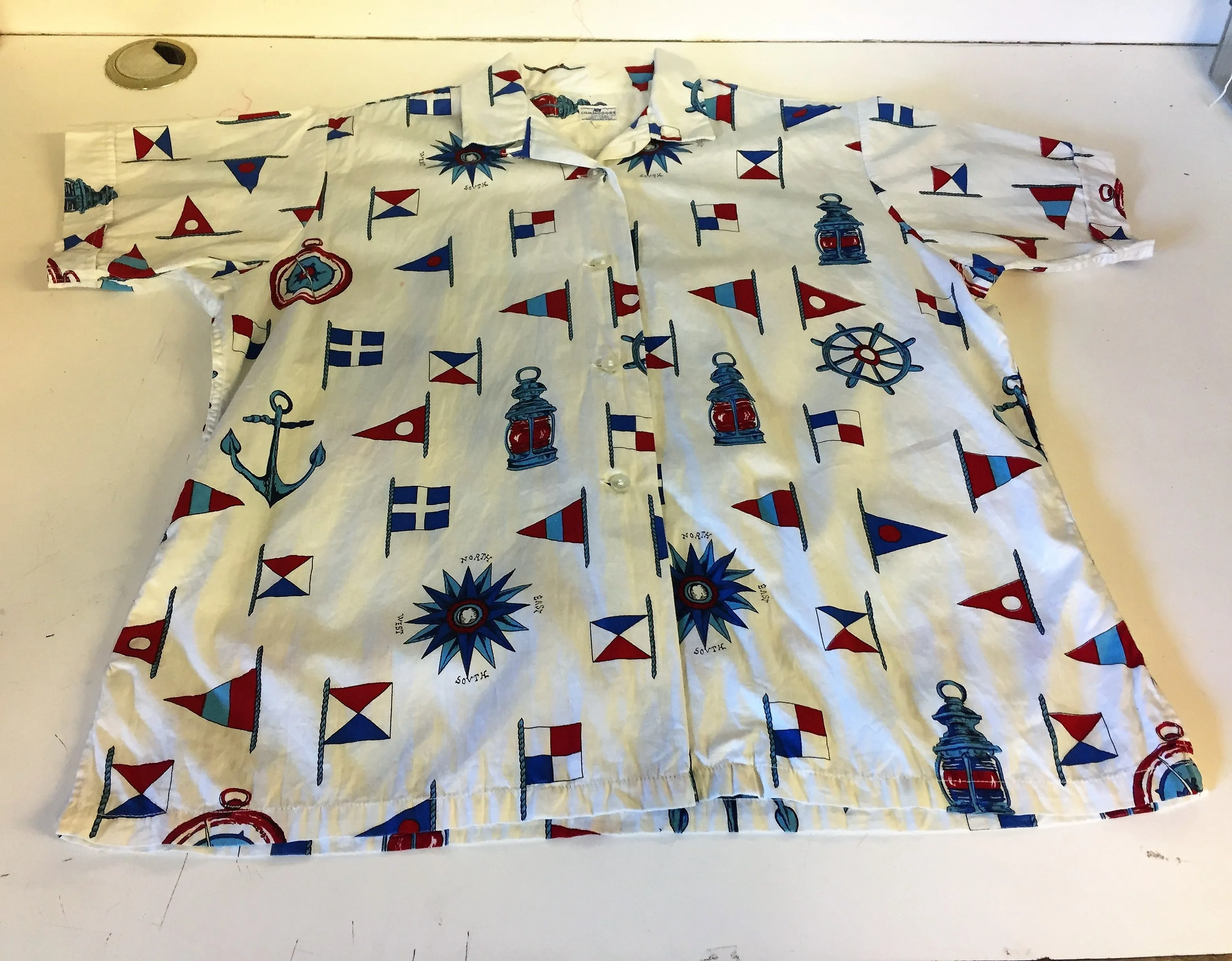 Vintage 1960's Nautical Button Up Blouse By Commodore Retro Fashion