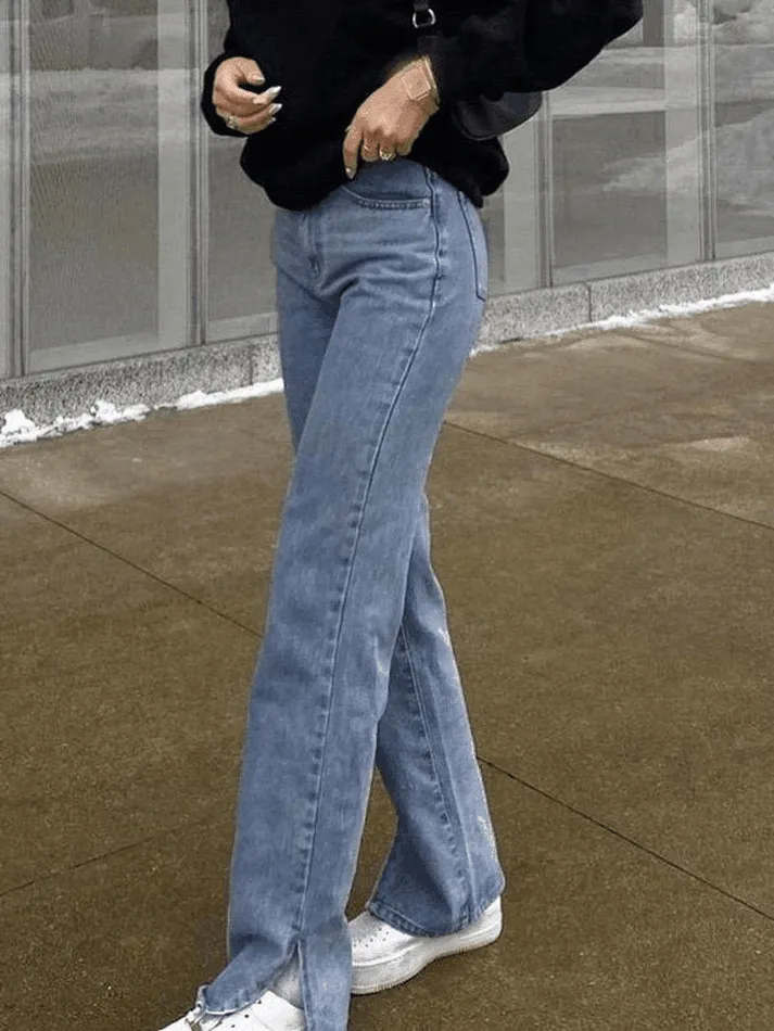Washed Split Boyfriend Jeans