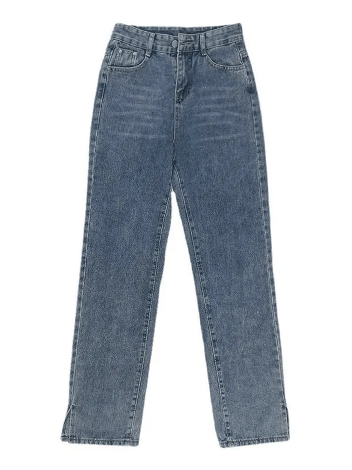 Washed Split Boyfriend Jeans