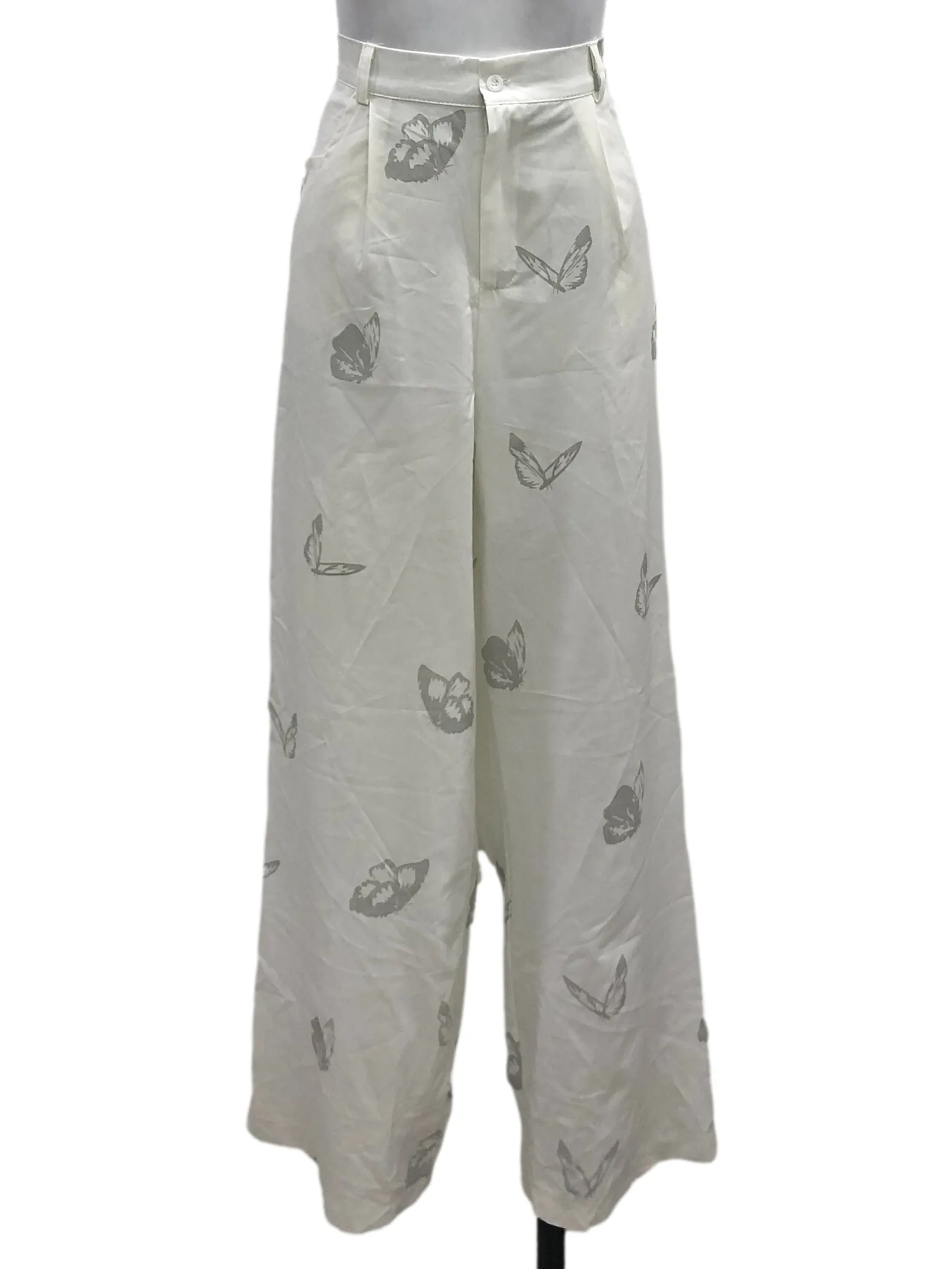 White Butterfly Patterned Pants