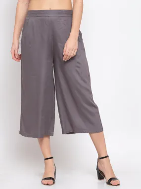 Women Grey Loose Fit Solid Culottes