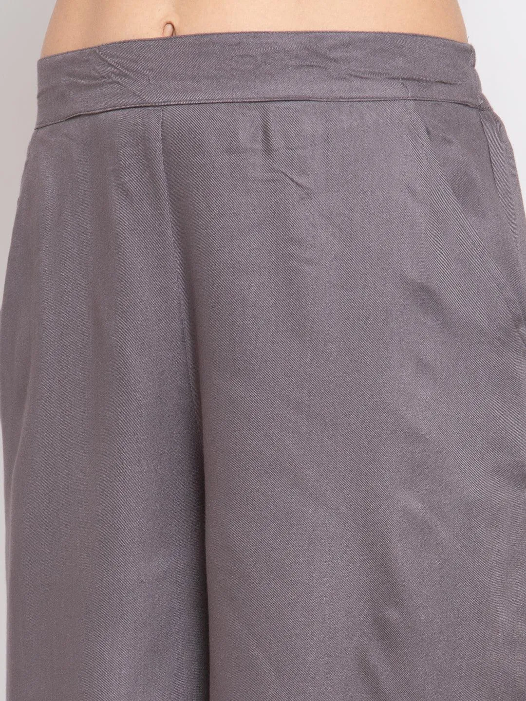 Women Grey Loose Fit Solid Culottes